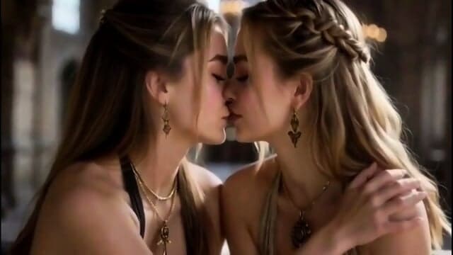 Horny Lesbians Hook Up Inside Castle AI Generated